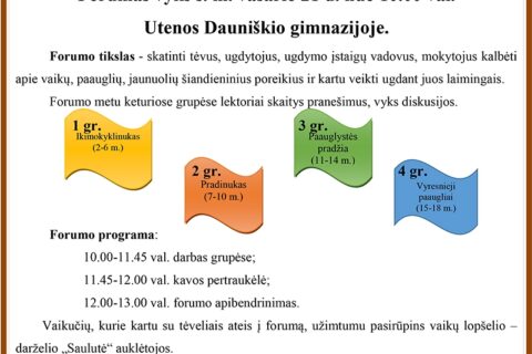 Uteniškiai kviečiami į forumą