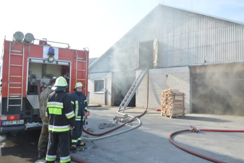 Daržiniuose užsidegė gamybinės patalpos