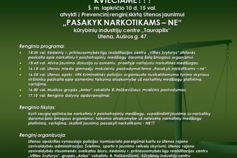 Pasakyk narkotikams – NE