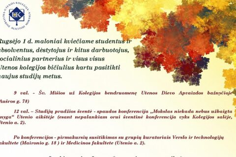 Utenos kolegija kviečia drauge pasitikti naujus studijų metus