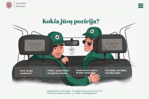 Išbandyk save ant galinės policijos automobilio sėdynės