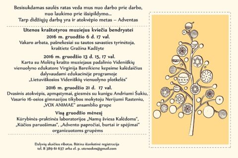 Gruodžio mėnesį – renginiai Utenos kraštotyros muziejuje