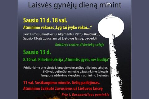 Sausio 13-oji Utenoje: bus degamos žvakutės, rengiamas atminimo vakaras