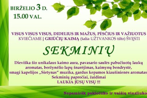 Griūčių kaimas kviečia į Sekmines