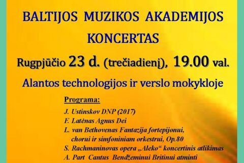 Alantą sudrebins Baltijos muzikos akademijos koncertas