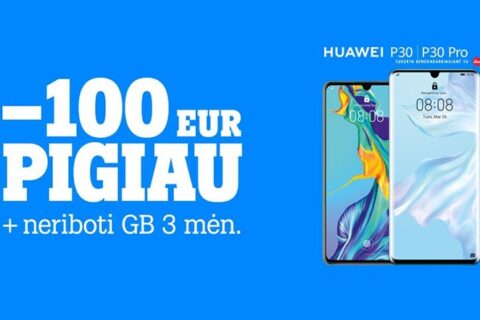 Ypatingas „Tele2“ pasiūlymas: naujieji „Huawei P30“ serijos flagmanai – 100 Eur pigiau
