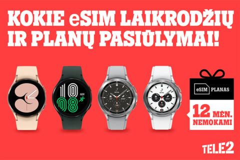 „Tele2“ pasiūlymas: nuolaidos išmaniesiems laikrodžiams su eSIM ir jų planams