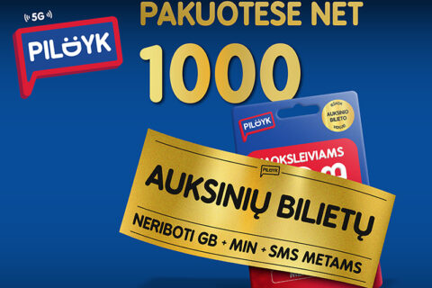 Perkant „Pildyk“ SIM kortelę – galimybė rasti vieną iš 1 000 auksinių bilietų: nemokami neriboti skambučiai, SMS ir internetas