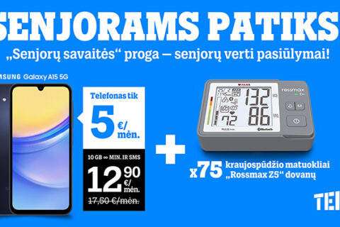 Išskirtinis „Tele2“ pasiūlymas senjorams: telefonas už 5 Eur per mėnesį ir nemokami renginiai