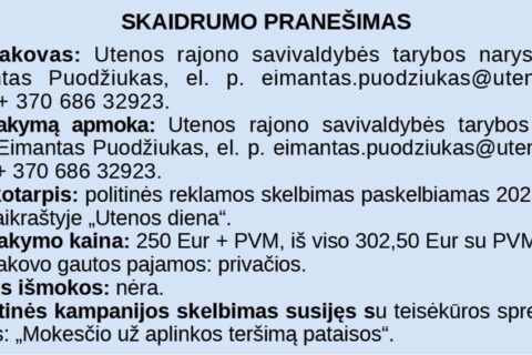 Skaidrumo pranešimas