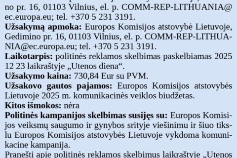 Politinio skelbimo skaidrumo pranešimas