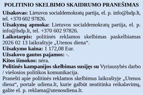 Politinio skelbimo skaidrumo pranešimas