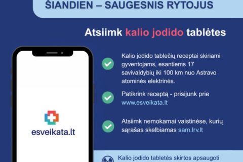 Gyventojams primenama apie periodiškai išrašomus kalio jodido tablečių receptus