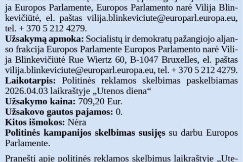 Politinio skelbimo skaidrumo pranešimas