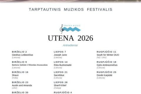 Water music programa Utenoje 2026 m. – nemokami koncertai visą vasarą