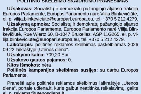 Politinio skelbimo skaidrumo pranešimas